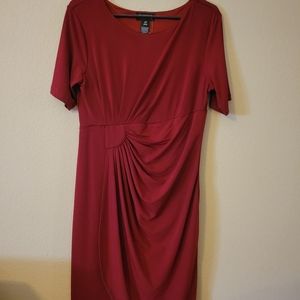 Burgundy colored round neck dress